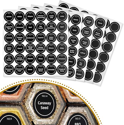 Miniatura 4 de Juego de 12 latas magnéticas de vidrio para especias Vetacsion con 180 etiquetas adhesivas para condimentos