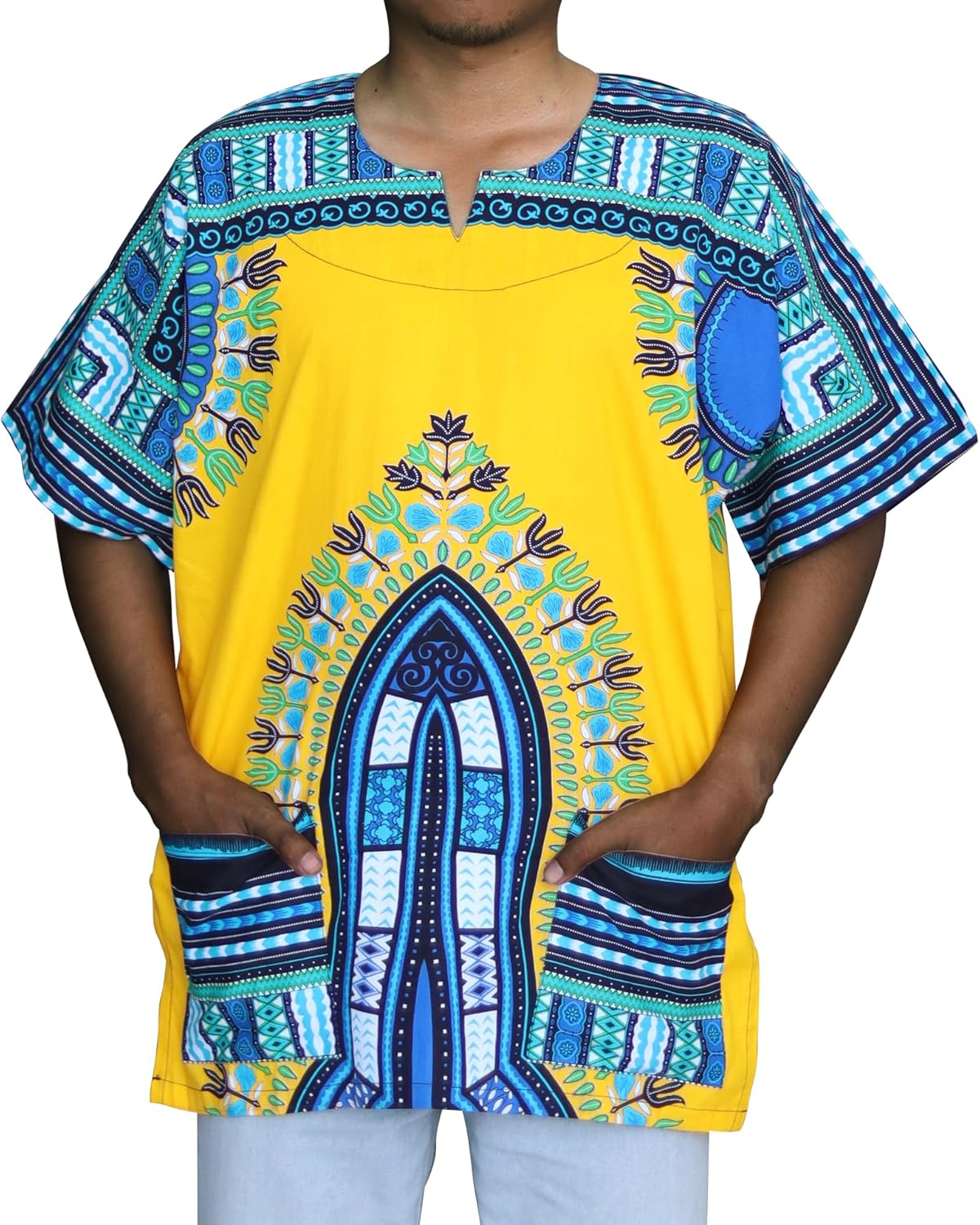 DA'IKI Traditional African Spearhead Warrior Shirt for Men and Women 100% Cotton
