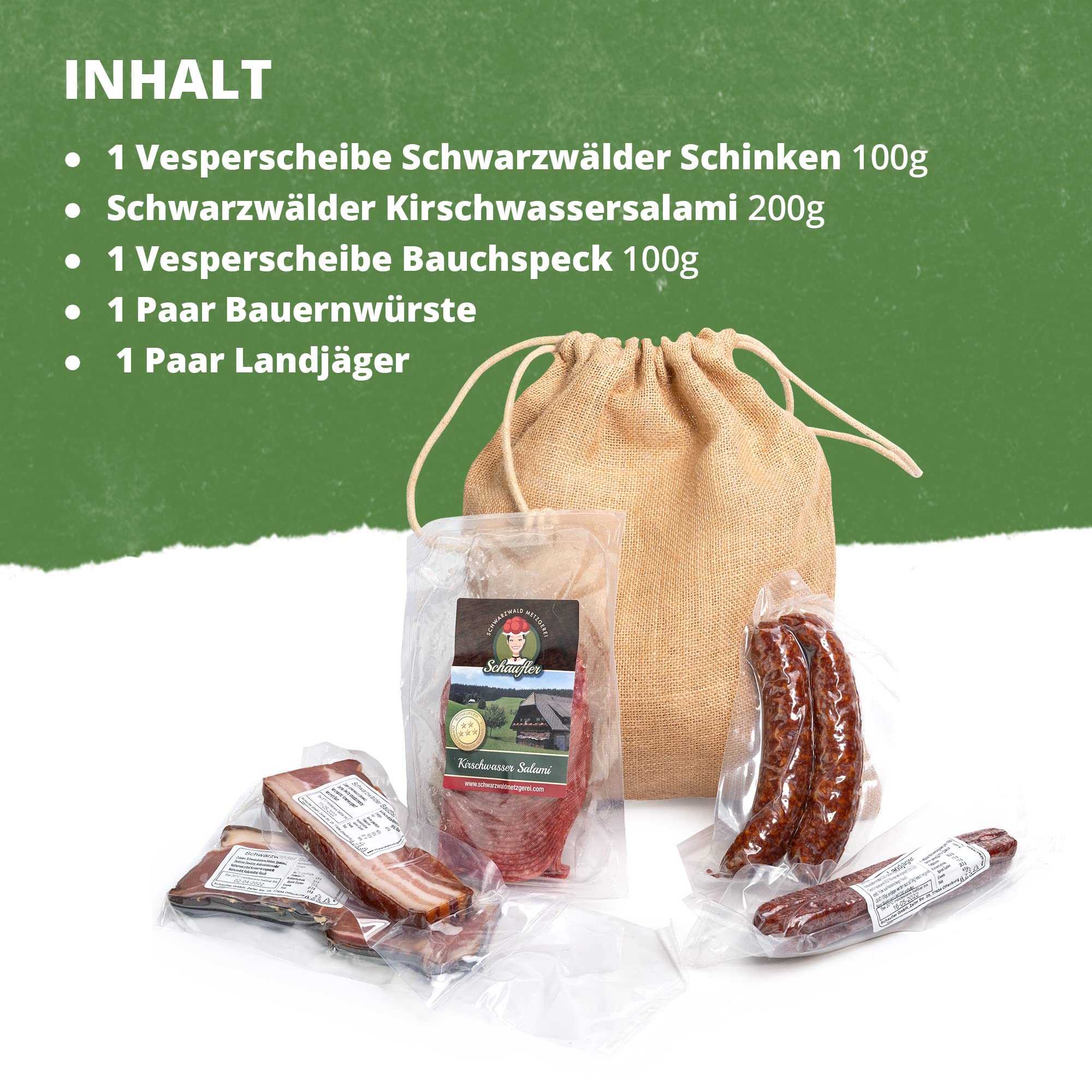 Wichtelgeschenk Schwarzwald genießen – Feinkost Probierpaket im Jutesäckchen, liebevolles Genuss-Geschenk zum Fest, Geburtstag oder als Danke