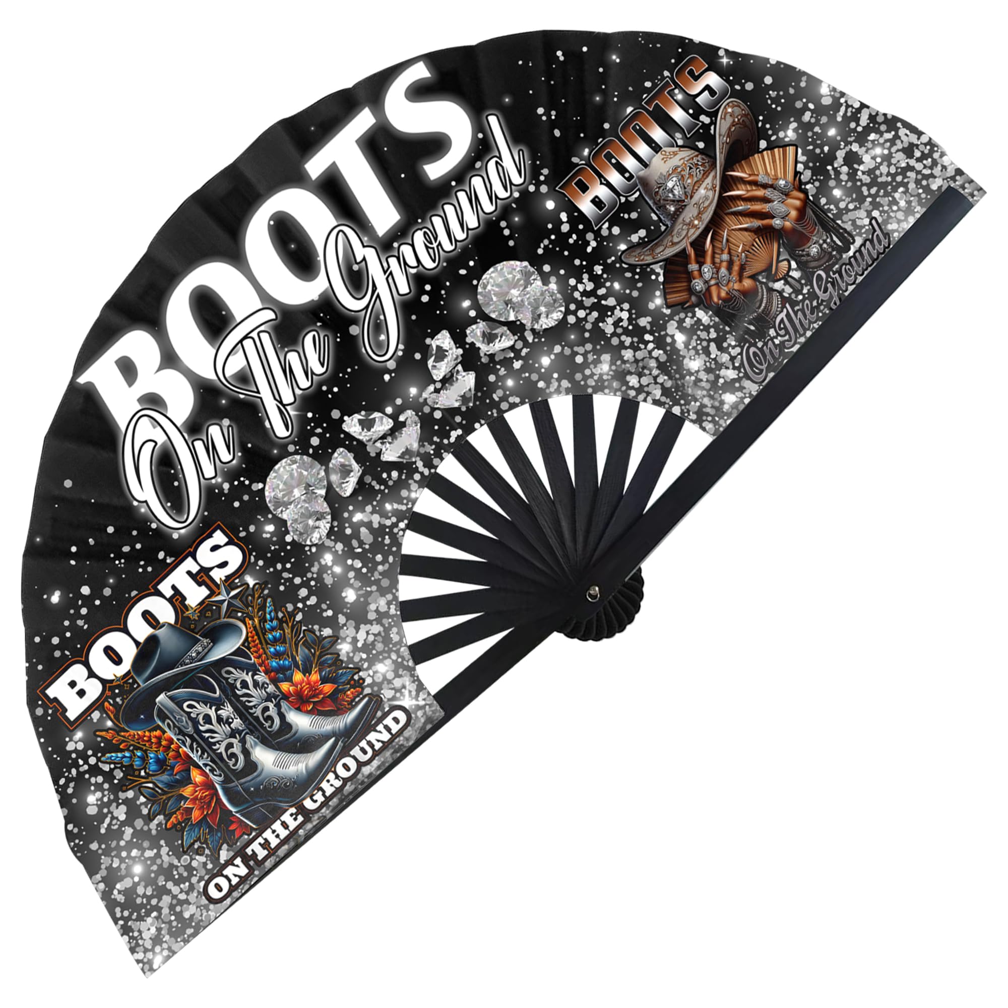 Boots On The Ground Hand Fan,Western Cowgirl Outfits for Women,Clapping Clacking Fans For Line Dancing