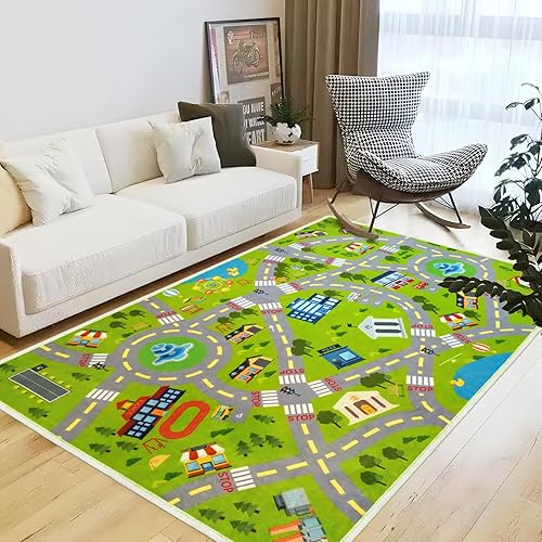 Alfombra de juego para niños, alfombra de juego para automóvil, alfombra de carretera  Juega para aprender y divertirse de forma segura  Alfombra