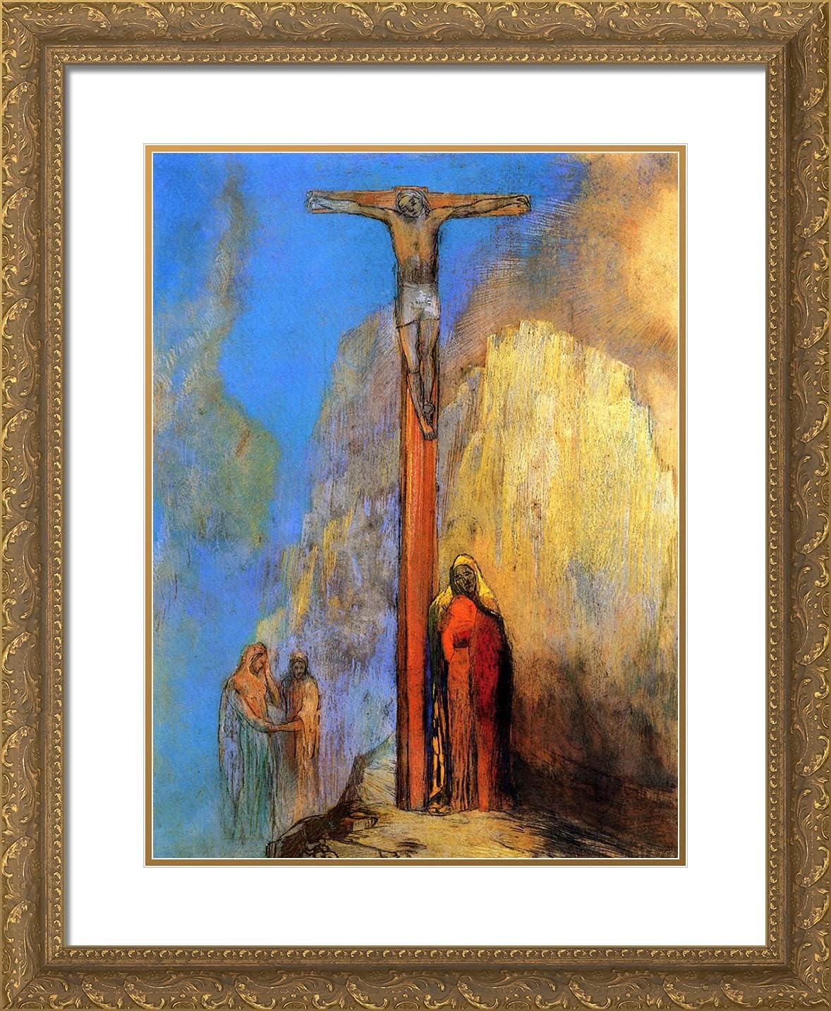 ArtDirect Redon, Odilon 20x24 Gold Ornate Framed Art Print with Double Matting Titled: Calvary