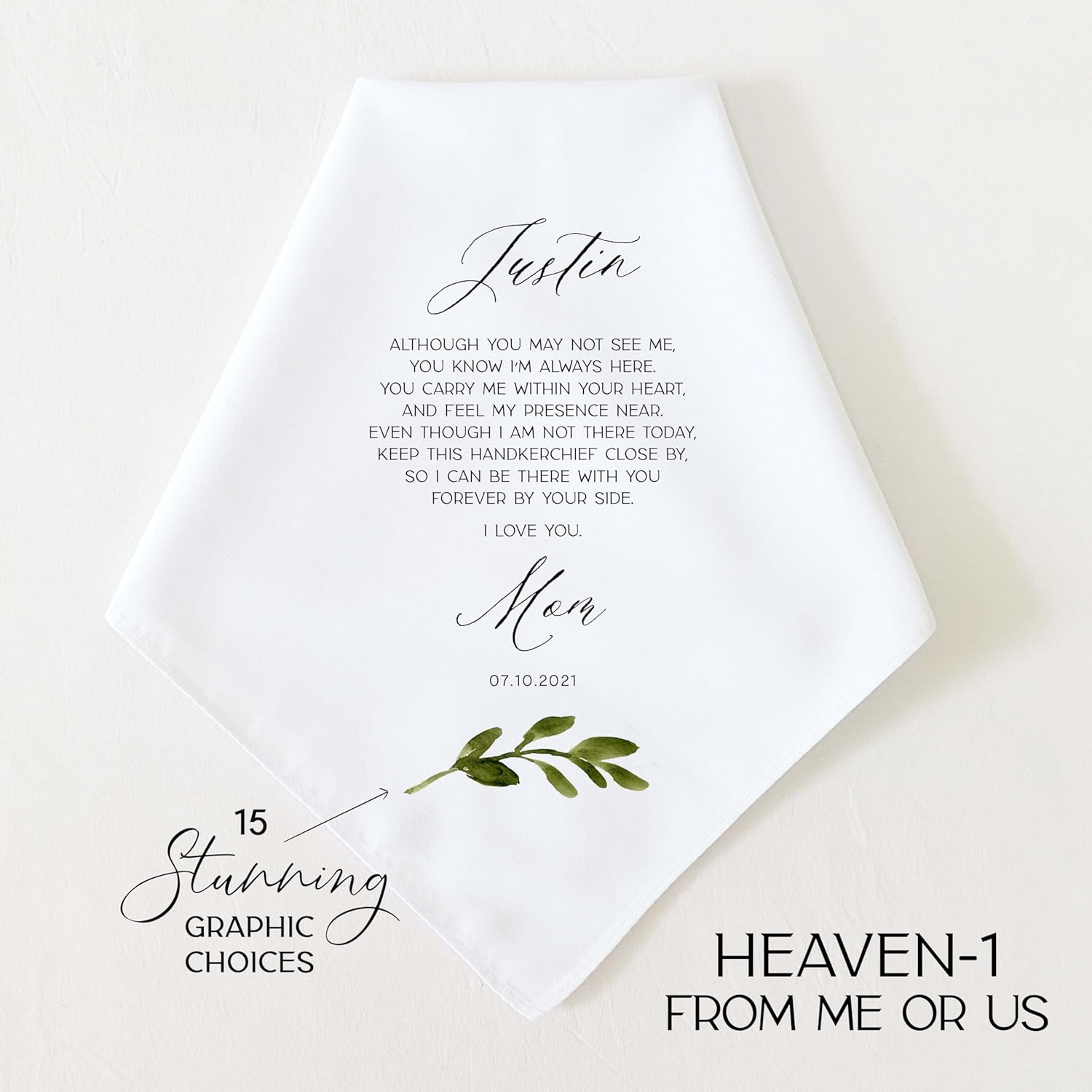 Memorial Wedding Gift for Groom | Remembrance Gift from Deceased Mom or Dad | Personalized Wedding Handkerchief | Memorial Keepsake Wedding Gift - Image 2