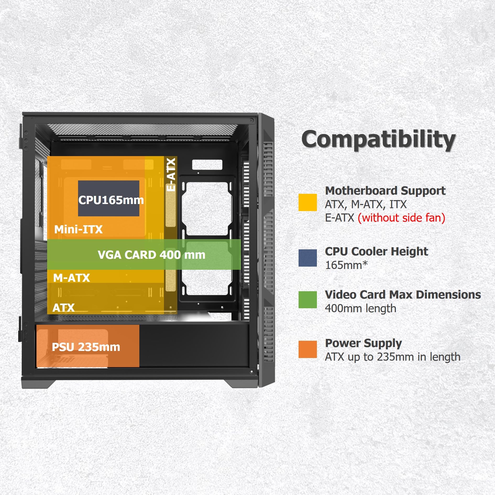 RAIJINTEK PONOS Ultra TG4 E-ATX Boîtier PC Mid Tower PC, ouverture du panneau latéral en verre trempé, pré-installé, 4 ventilateurs ARGB, noir (0R20B00225)