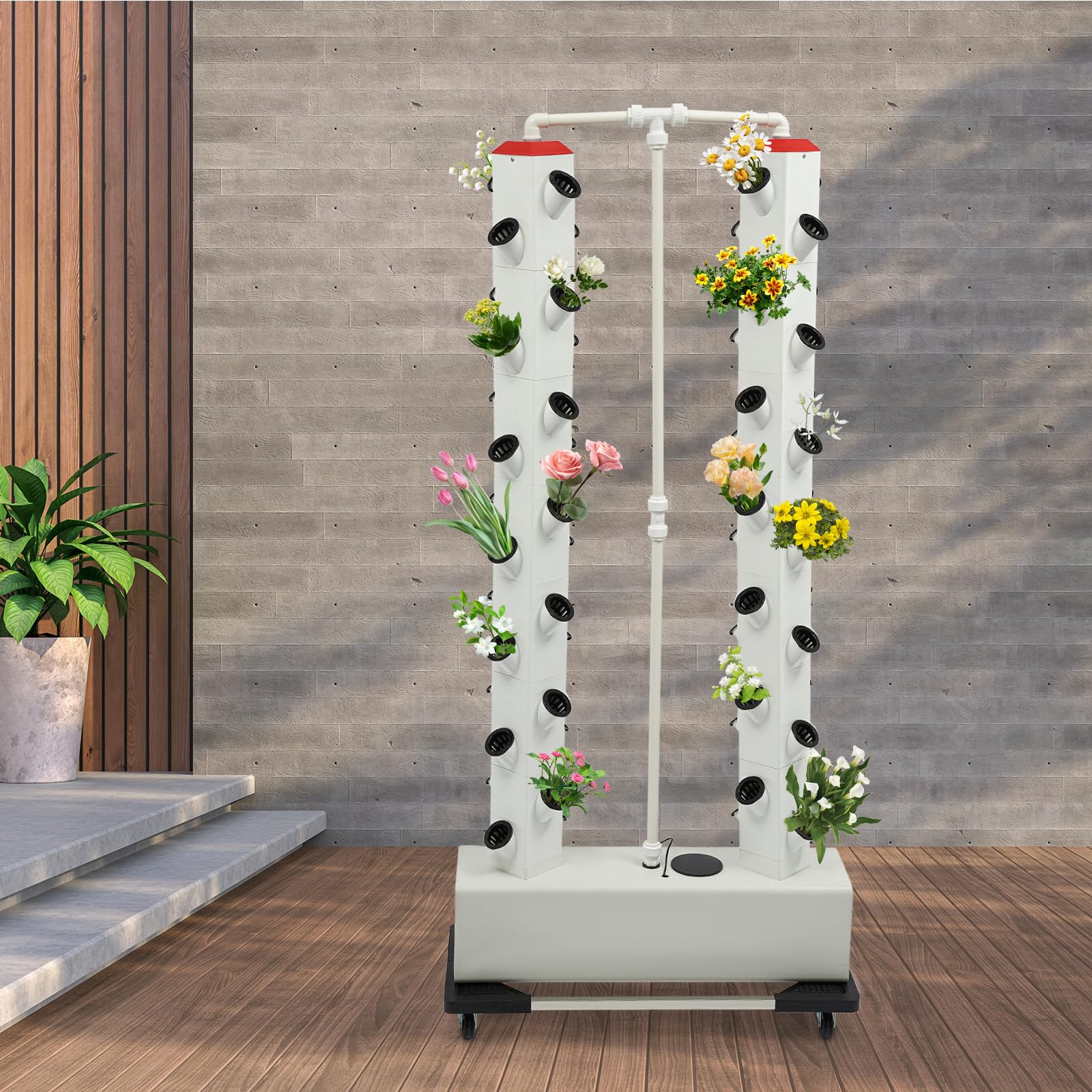 Sistema Idroponico 56 Fori 7 Livelli, Sistema di Coltivazione Senza Terreno, Kit di Coltivazione, Torre Aeroponica, Sistema di Coltivazione Idroponica con Pompa di Idratazione, Timer