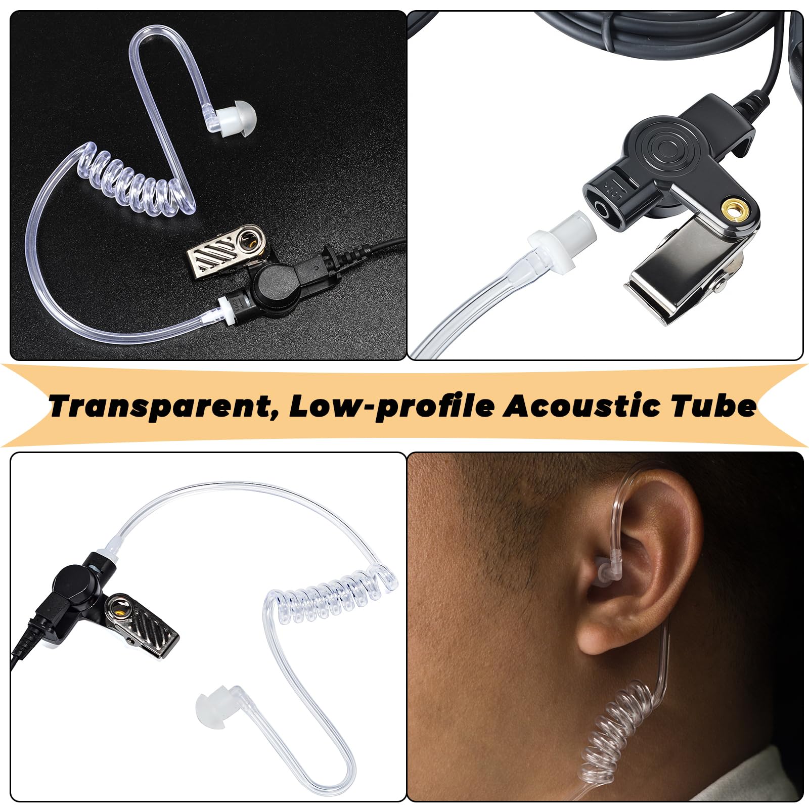 TWAYRDIO Auricolare di sorveglianza con microfono per Motorola MOTOTRBO R7 ION MXP600 APX N70 radio bidirezionali, auricolare walkie talkie con tubo acustico nascosto con microfono per polizia di
