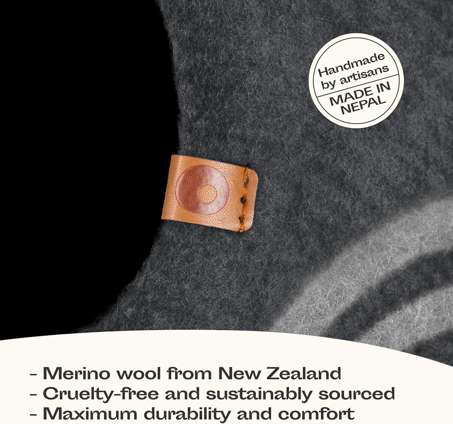 MEOWFIA Cat Cave – Premium Felt Cat Bed for Indoor Cats, Handmade Merino Wool (Dark Grey, Medium)