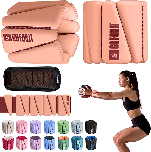 Vista 16 de SPORTBIT Brazaletes y pesas para tobillos para mujeres - Juego de 2 (1 libra cada una) Brazaletes ajustables con pesas para tobillos y muñecas