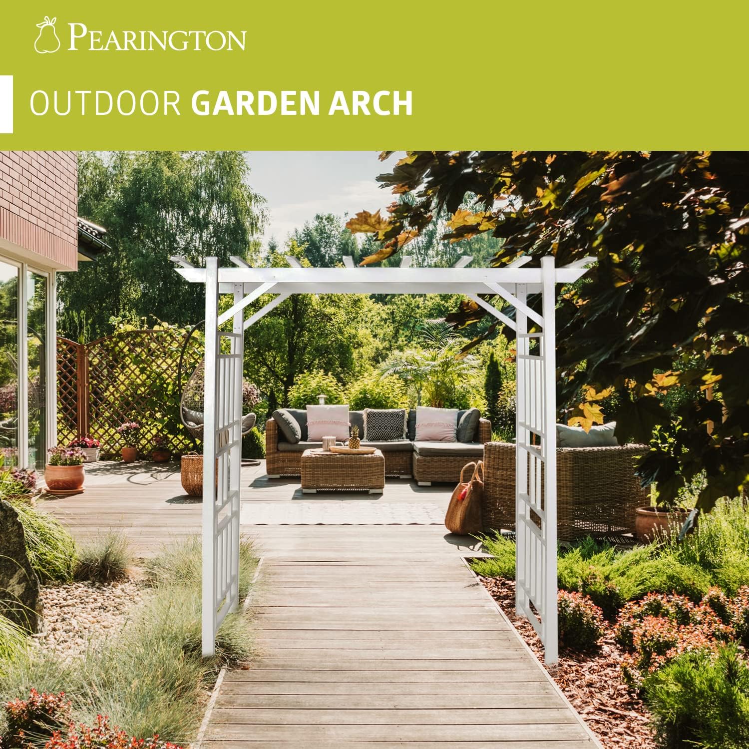 Pearington 85" Outdoor Garden Arch, Elegant Arched Trellis for Garden or Backyard, 28" x 72" x 85", White