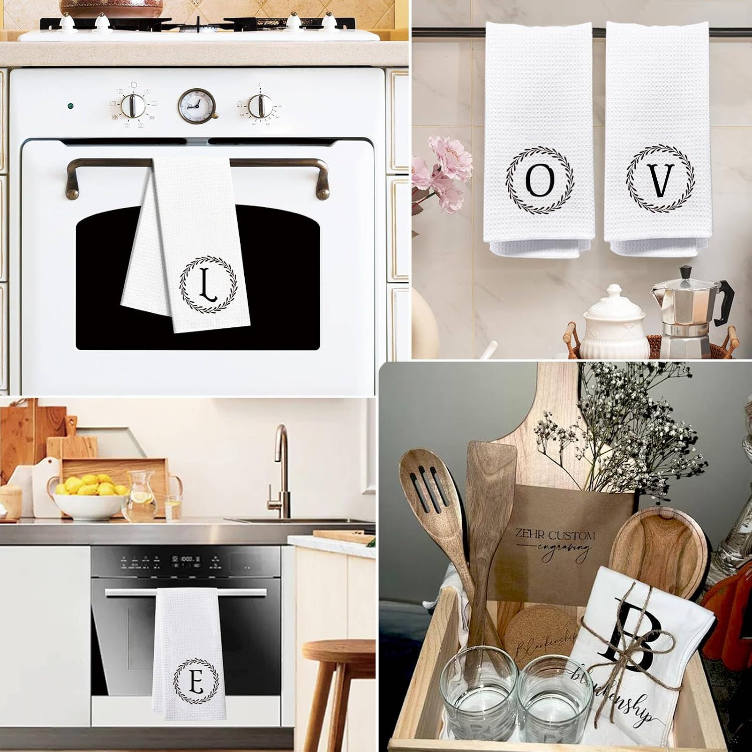 Initial Letter S Kitchen Towels,Monogrammed Bathroom Hand Towels image 5