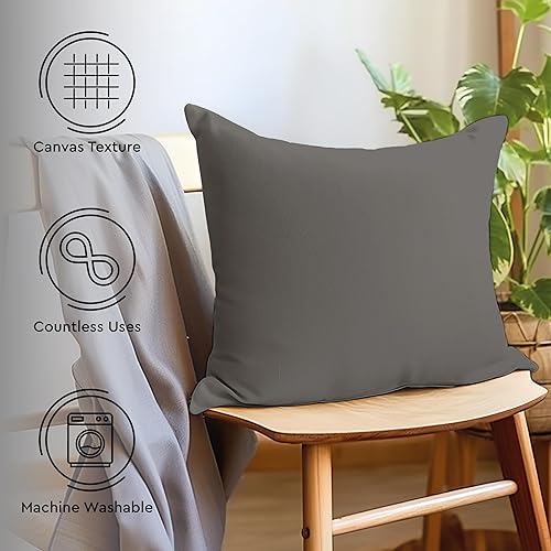 Vista 59 de Encasa Homes - Juego de 2 fundas de almohada, 18 x 18 pulgadas, lona de algodón teñidas, cuadradas, decorativas, para sofá, silla, cama y hogar, Azul