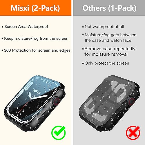 Miniatura 2 de Misxi Paquete de 2 - Funda impermeable con botón diseñada para Apple Watch Series 9 (2023), Series 8, Series 7 de 41 mm, funda rígida de
