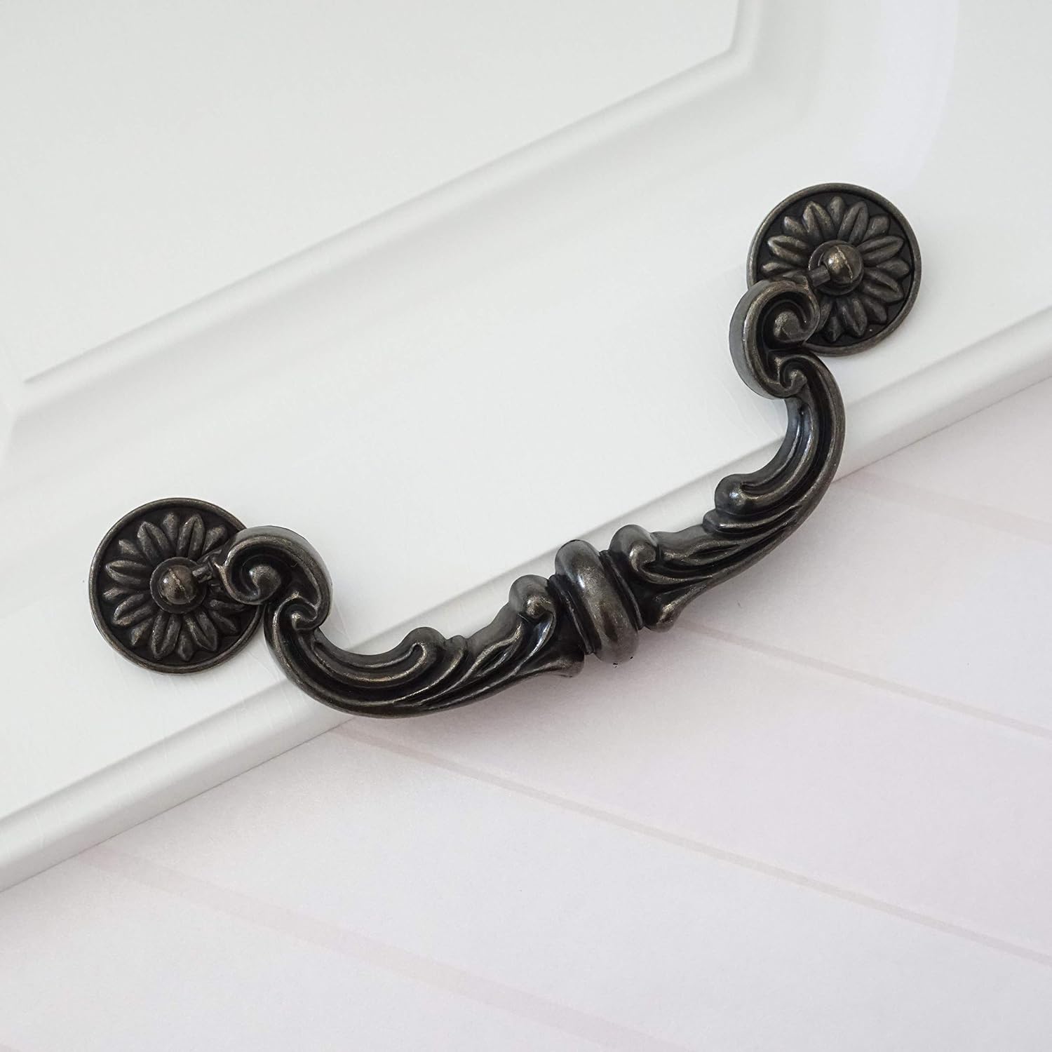 LBFEEL 6" Large Drop Bail Dresser Pull Handle Drawer Pulls Rustic Antique Black Kitchen Cabinet Pull Handle Hardware 150 mm