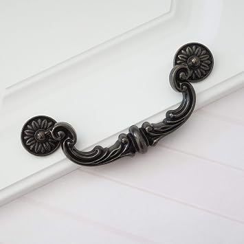 6 Large Drop Bail Dresser Pull Handle Drawer Pulls Rustic Antique Black Kitchen Cabinet Pull Handle Hardware 150 mm (1)