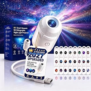 Comauo Sternenprojektor, Ozean- & Galaxie-Projektor mit 24 Projektionsfolien, USB-betrieben, dimmbar, Plug & Play HD Projektor