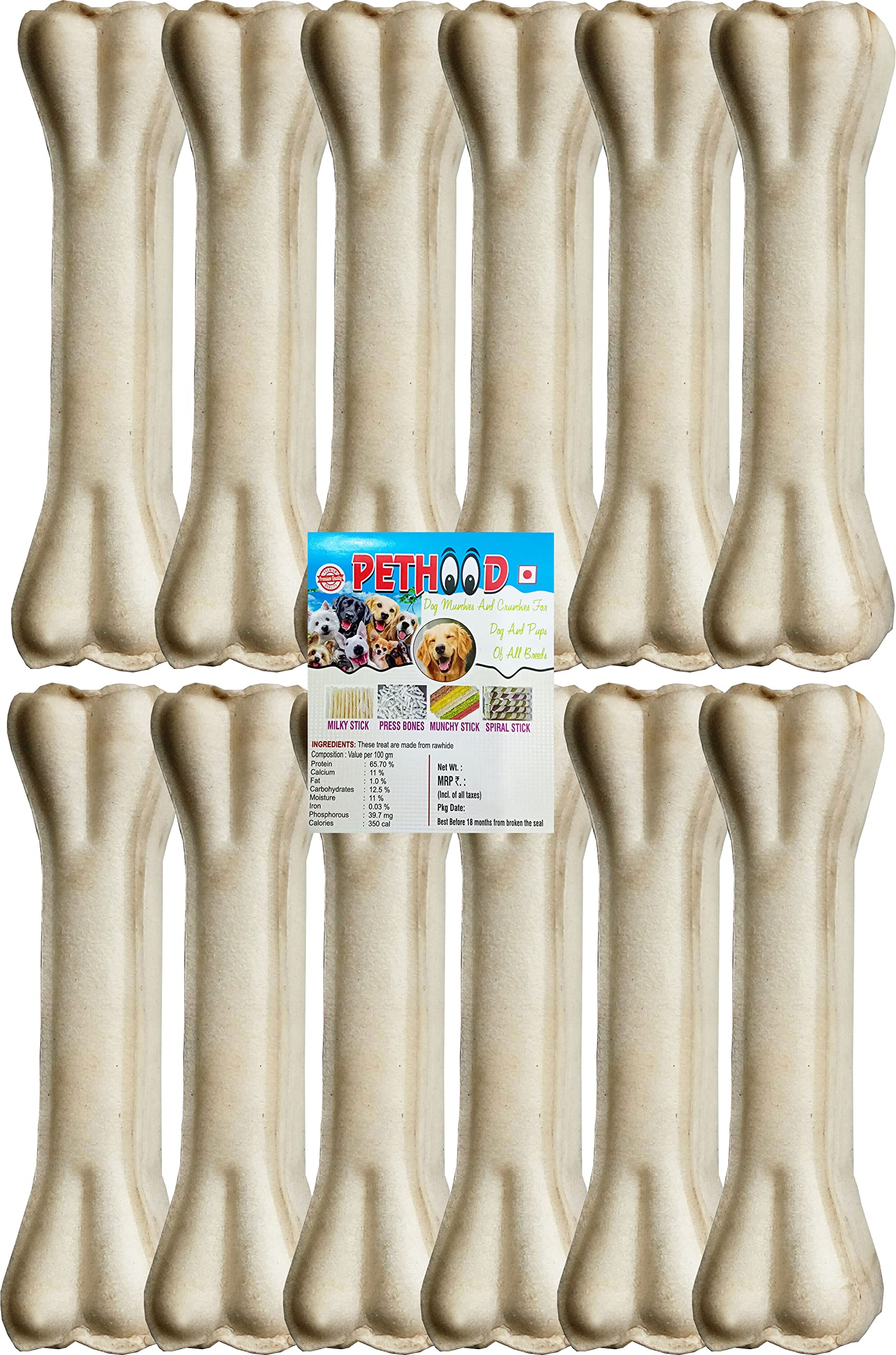 PETHOOD® Chew Bone for Adult Dogs 8 inch - 12 Pcs Pack, Large Bone for Dog, Dog Treats, Chicken Flavour| for All Dog Breeds | No Colour Added | Protein Rich, Low Fat (B094JMNVBD) Amazon Price History, Amazon Price Tracker