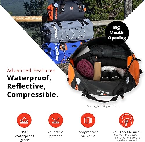 Miniatura 6 de Bolsa de viaje impermeable para motocicleta KRONOX, 25L azul – Equipaje duradero para motocicleta y bolsas de sillín. Bolsa seca para asiento