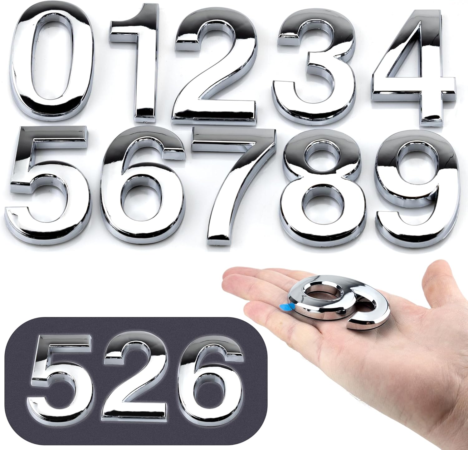 10 Pcs 2.75 Inch 3D Mailbox Numbers 0 to 9 House Door Numbers Decals Self Adhesive Plastic Address Sign Number Stickers for Hotel Room Apartment Office Door and Mailbox