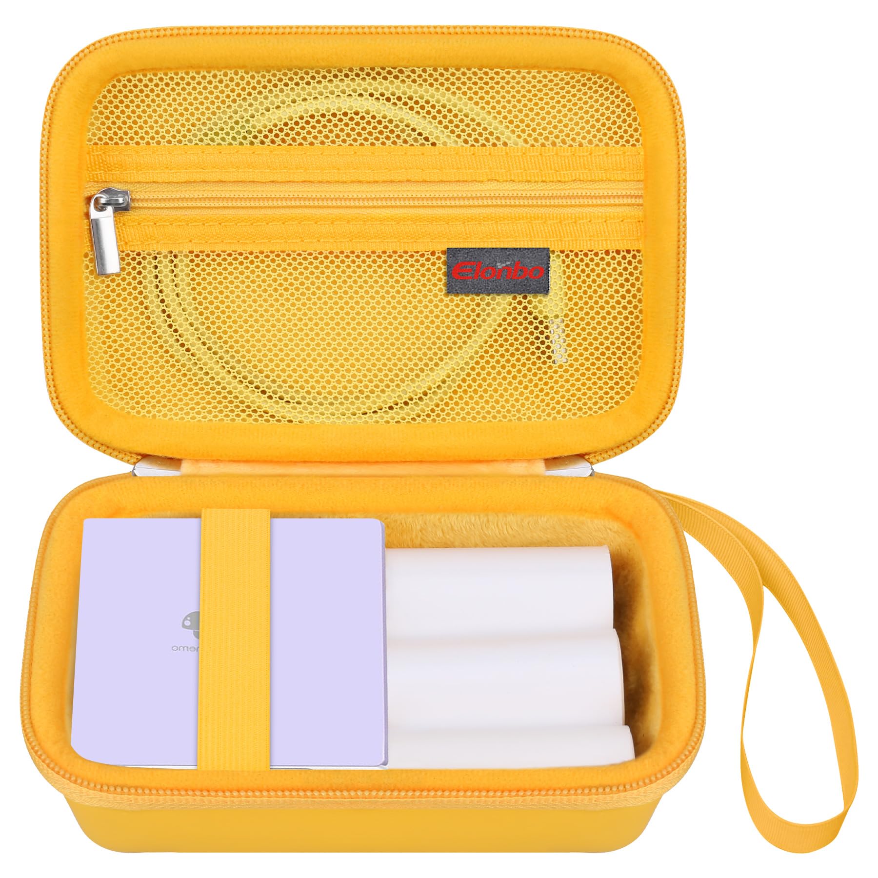 Elonbo Carrying Case for Phomemo M02 Label Maker, Pocket Printer Mini Sticker Printer Bluetooth Inkless Thermal Photo Printer Travel Bag, Label Printer Storage Holder, Mesh Pocket Fits Label Paper