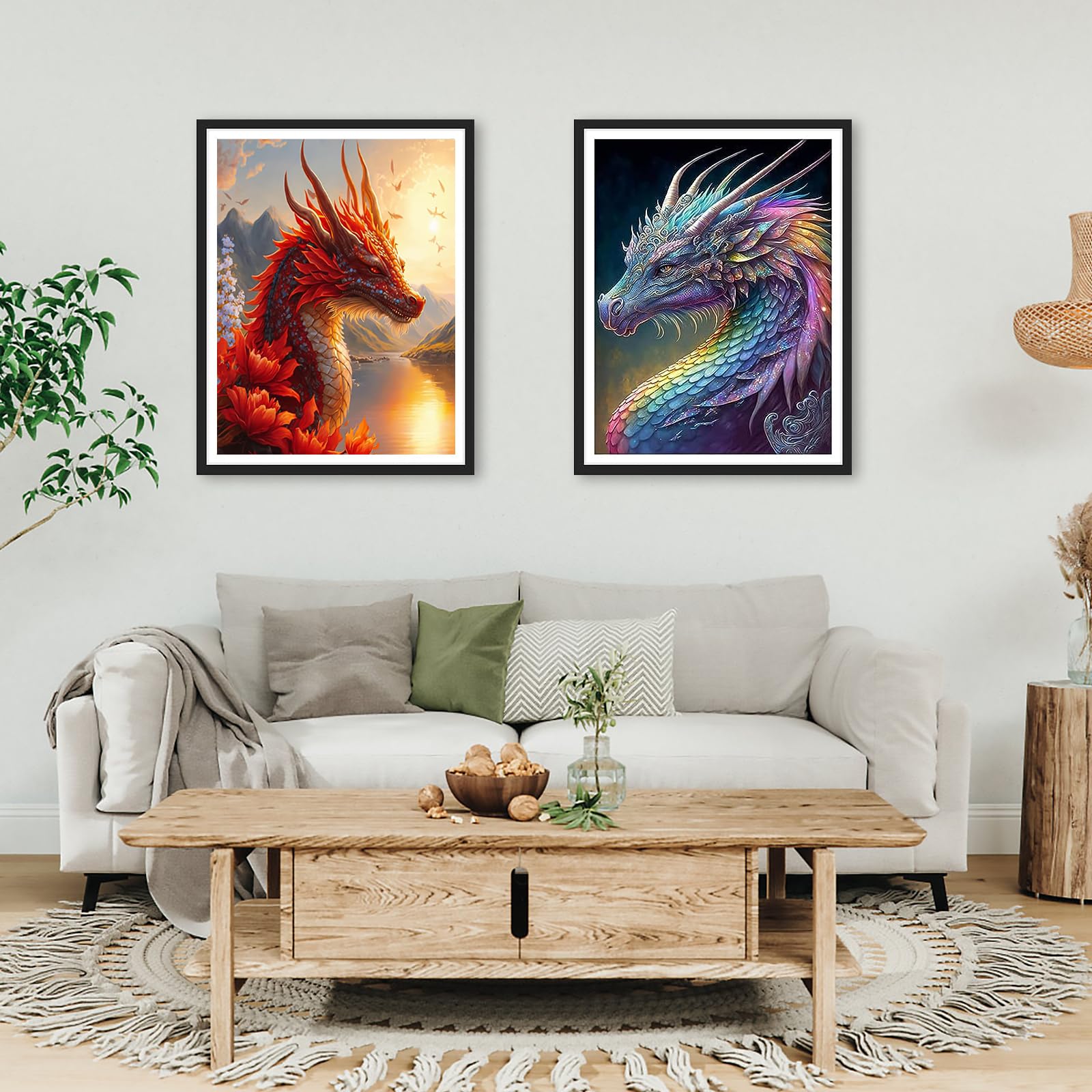 5D DIY Diamond Painting Kit Completo per Adultos/Bambini, Bellezza e Drago 25x50cm Pittura Diamante Kit Mosaico Strass Fai da Te Ricamo a Punto Croce Arts Craft per Home Wall Decoration