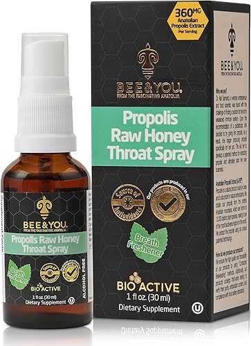 Bee and You Natural Bee Propolis - Espray para garganta para apoyo inmunológico, alivio del dolor de garganta y apoyo oral para adultos y niños, 1