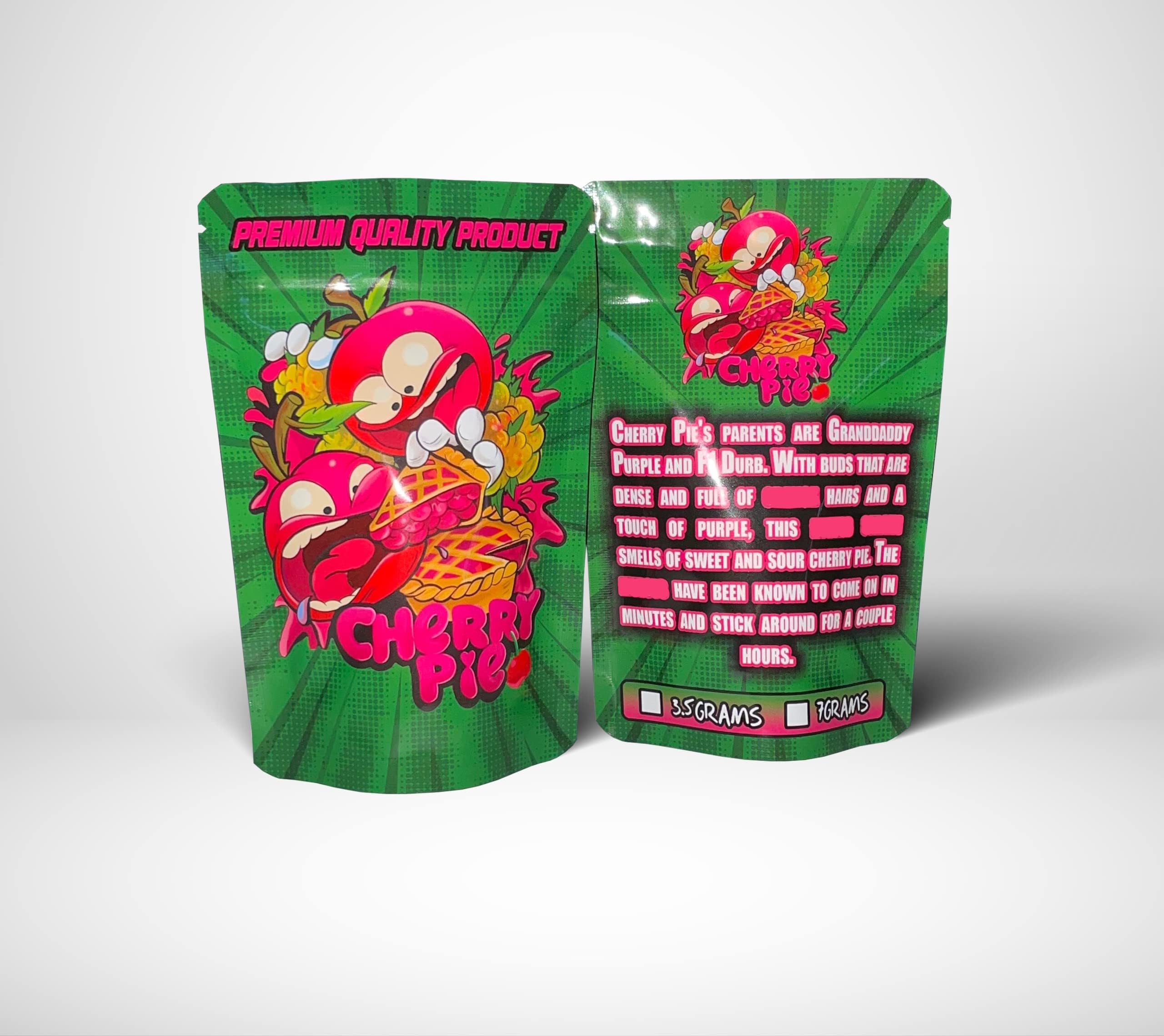 Cherry Pie Mylar Bags 3.5g Smell Proof Packaging X25