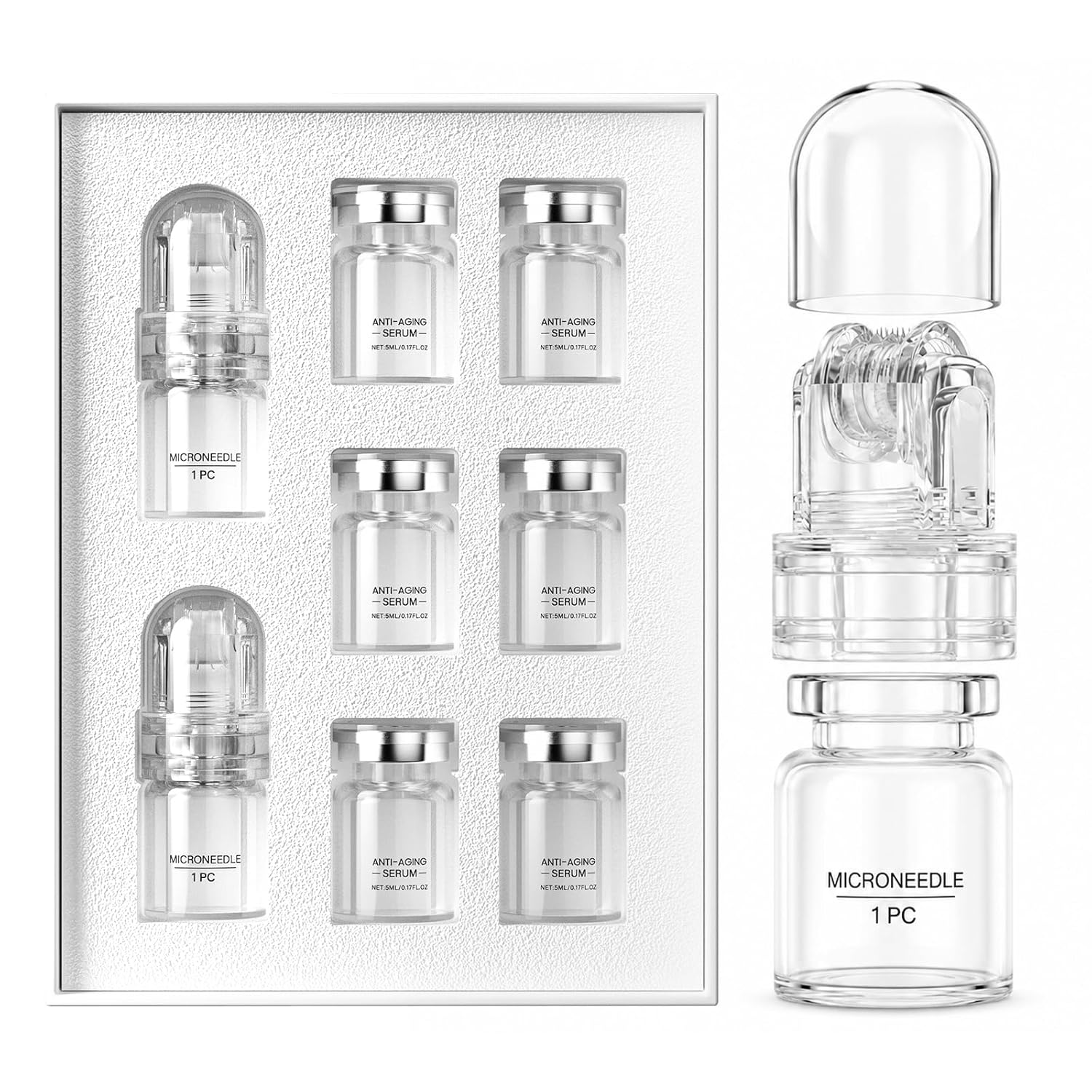 Micro Infusion System for Face& Lips，Face Moisturizing Facial Serum Smooth Skin, 0.25mm 24k Gold Cosmetic Facial Stamp,2X Infusion Application, 6x Serums
