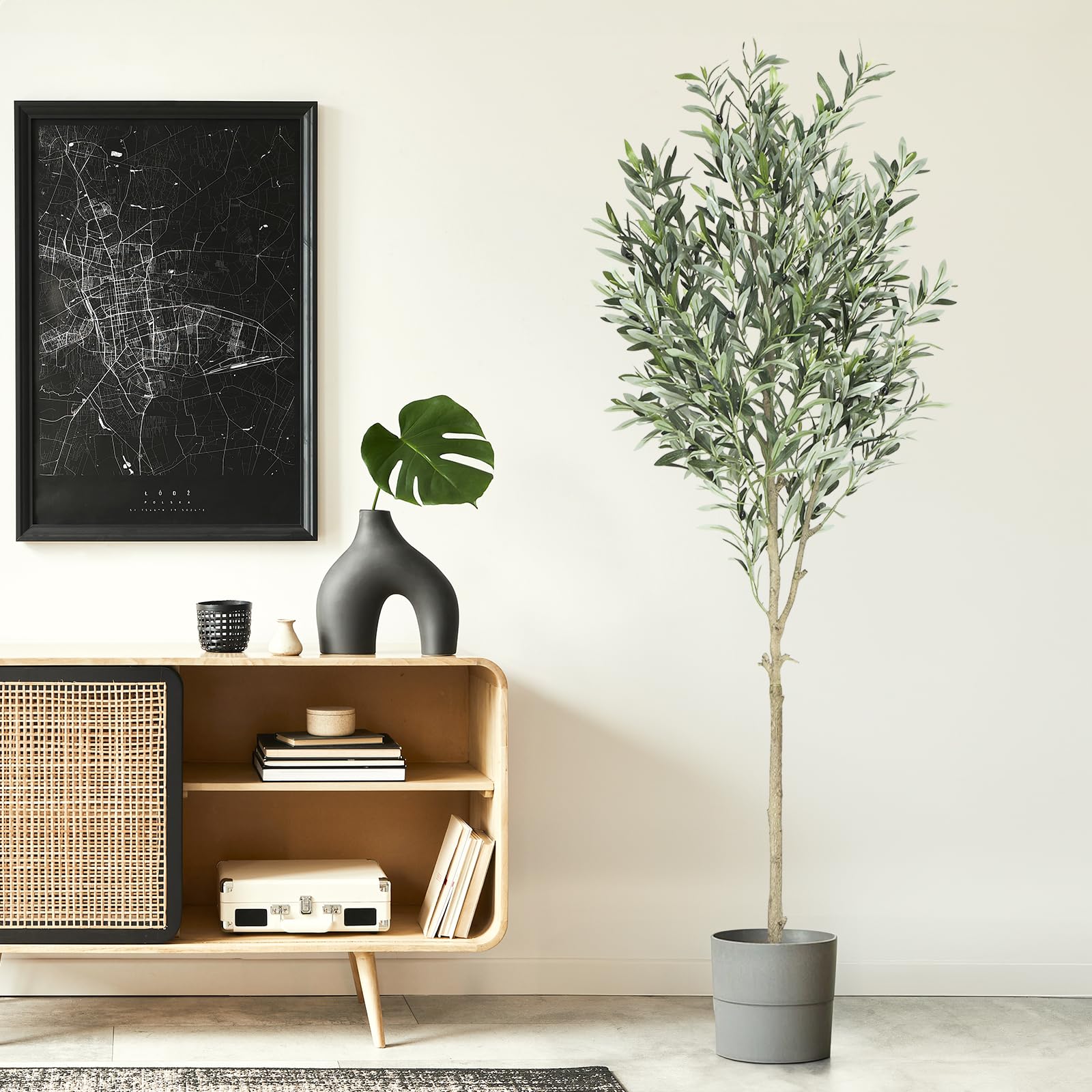 Knstlicher Olivenbaum 180cm Mit 642 Blttern & 30 Oliven - Realistische  Kunstpflanze Fr Wohnzimmer, Balkon & Bro Olivenbaum Knstlich Wohnzimmer