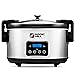 Magic Mill 8.5 Quart Extra Large Programmable Slow Cooker with Digital Adjustable 20 Hour Timer, 3 Cooking Settings, With Professional Secure Locking Lid for Easy Transport, Brushed Stainless Steel, With Intelligent Lid Lock