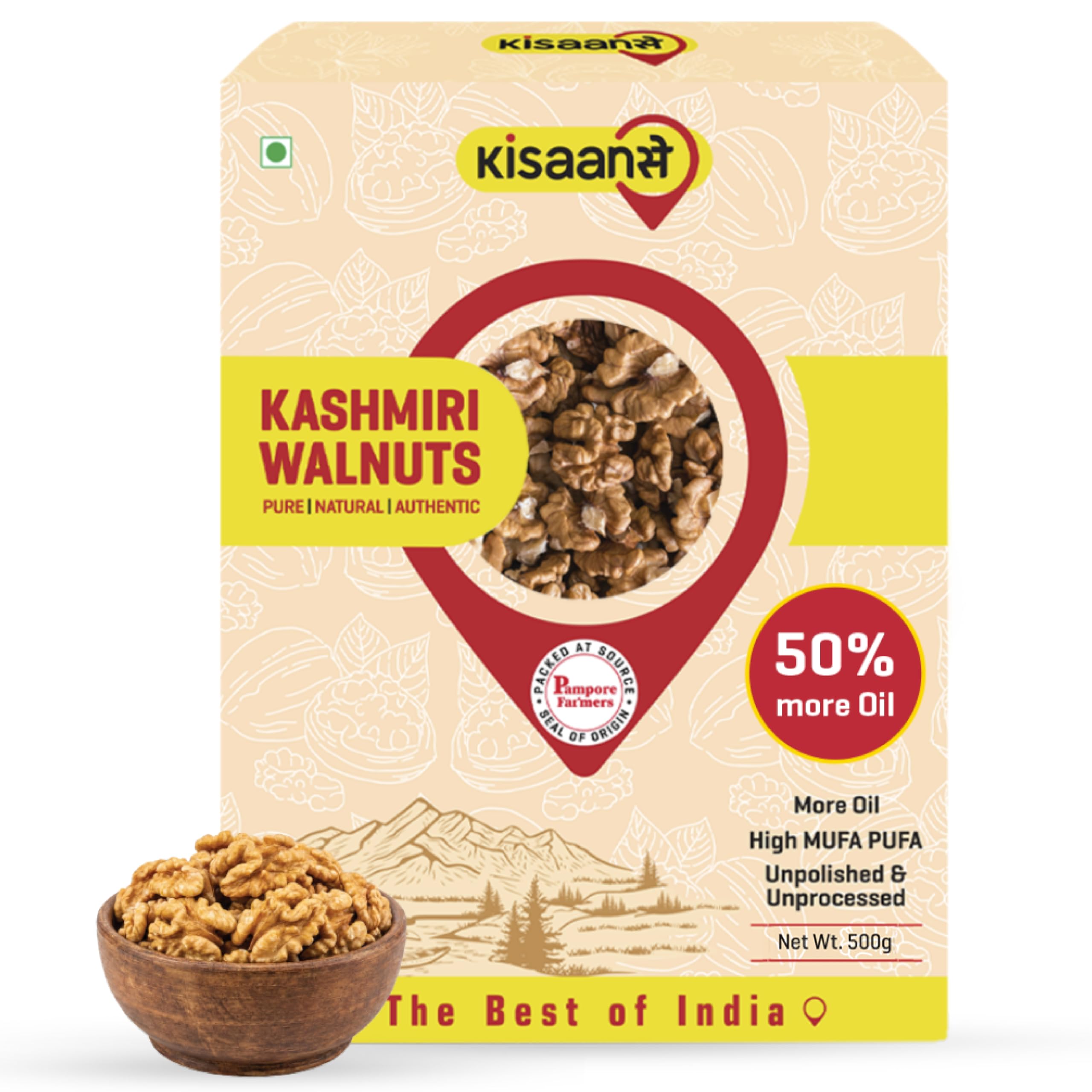 Kashmiri Walnuts 250gms, Without Shell, Best Oil Content, Vacuum-Packed At Source, Fresh as Just Harvested, Fresh Akhrot Giri