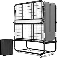 Greenvelly Folding Bed with 5-Inch Memory Mattress - Portable Twin Rollaway Cot, 75x38 Inch Metal Frame for Adults & Guests