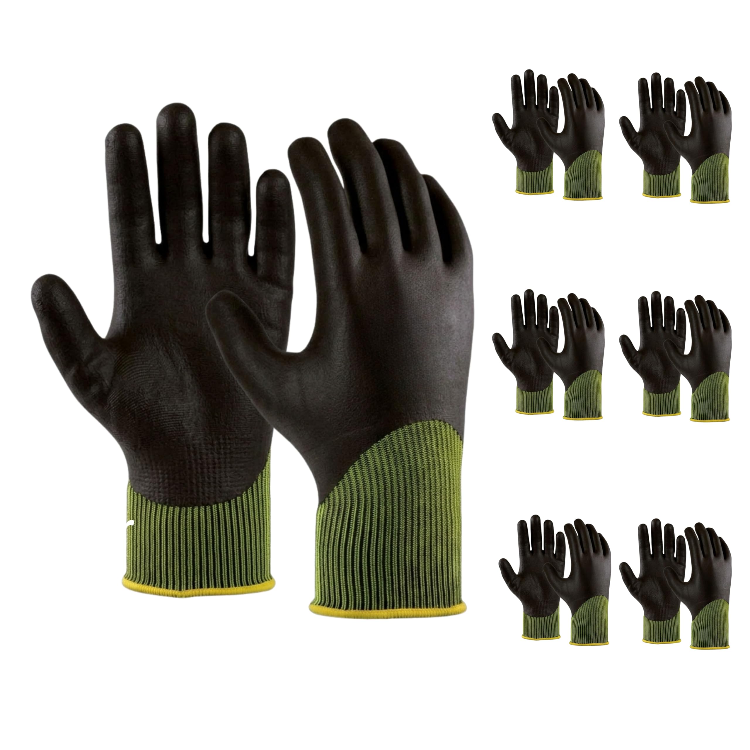 ViD Lot de 6 paires de gants de travail de qualité supérieure revêtus de nitrile (taille 9/L) | Gants de montage pour homme et femme | Extra Grip, entièrement revêtu, résistants à l'huile