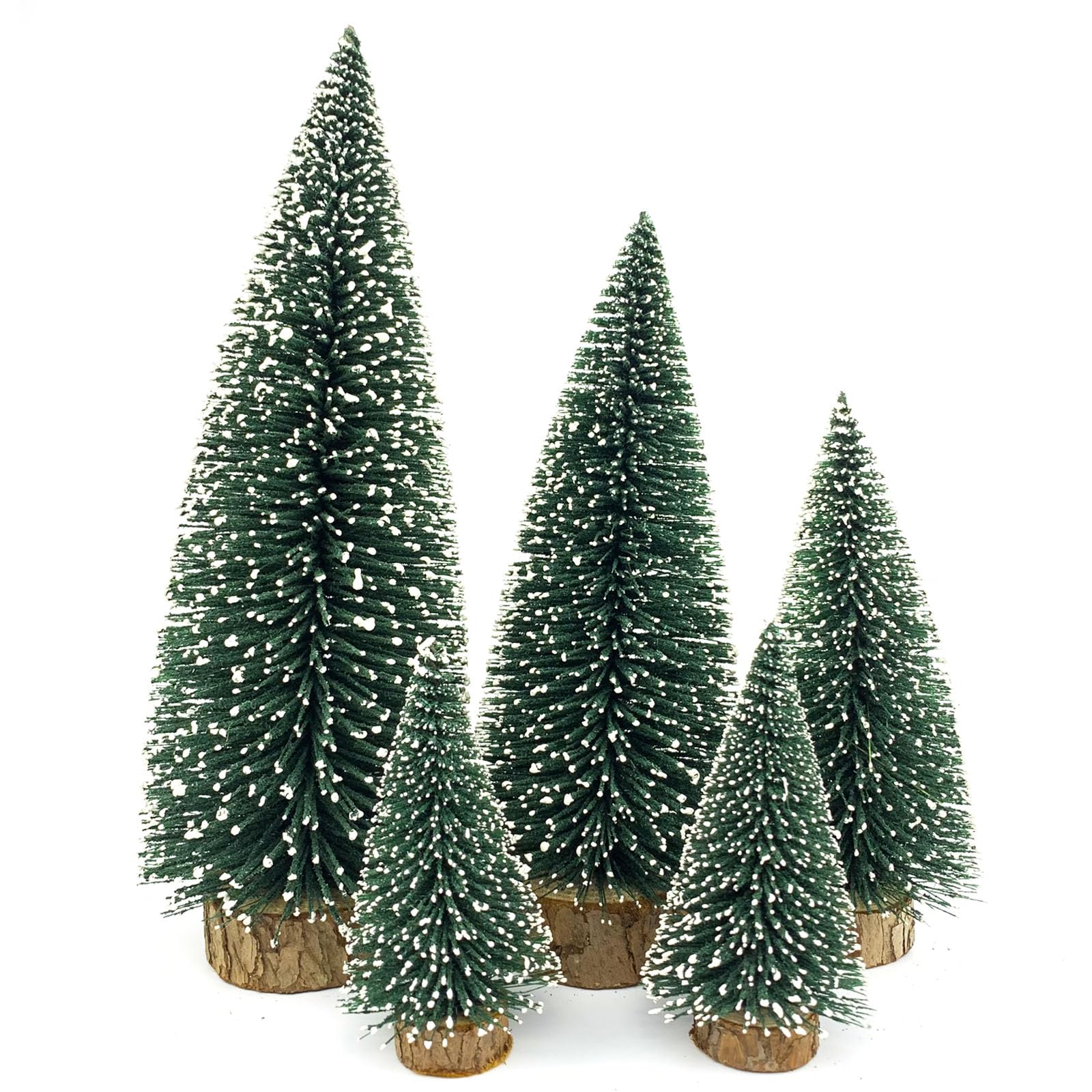 Mini Christmas Tree Small Christmas Tree Desktop Miniature Pine Tree Sisal Bottle Brush Trees with Wooden Base for Christmas Decor Christmas Party