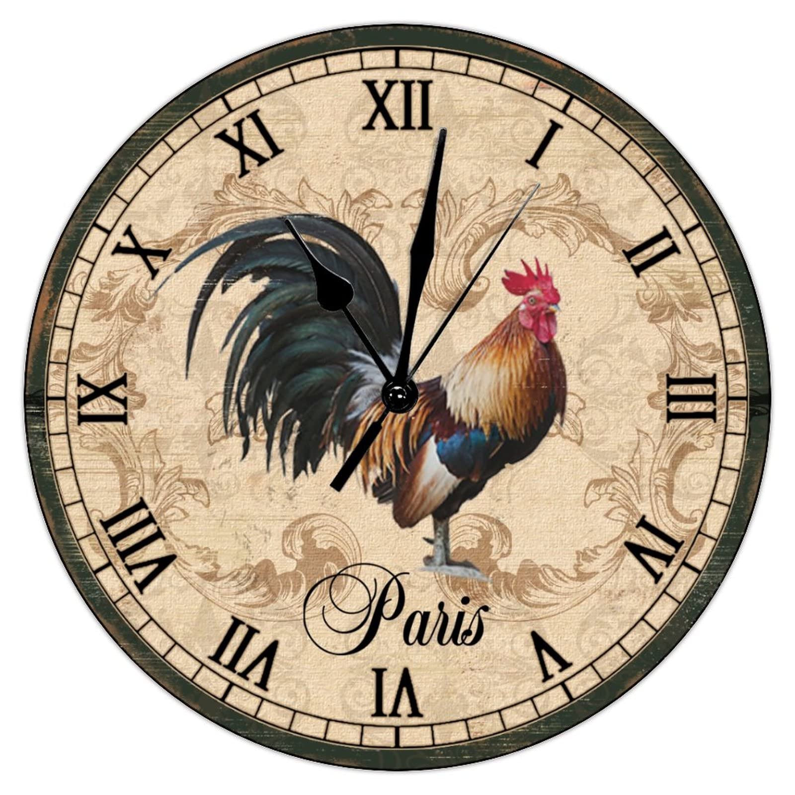 Horloge murale coq mécanique silencieuse à quartz de 30,5 cm
