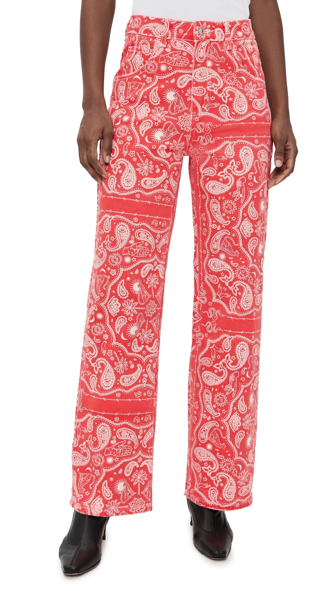 Never Fully Dressed Women's Red Bandana Jeans