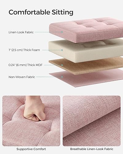 Miniatura 4 de SONGMICS Otomana de almacenamiento plegable pequeña, taburete reposapiés, 12.2 x 16.1 x 12.2 pulgadas, capacidad de carga de 286 libras, para sala