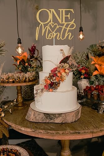 Miniatura 6 de Decoración de pastel de un mes con purpurina dorada, decoración para tartas de bienvenida de recién nacido, decoración de pastel de bebé de