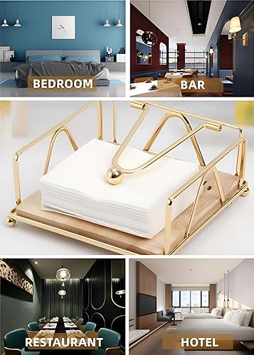 Miniatura 6 de Gold Napkin Holder for Table with Weighted Arm, Square Metal Flat Napkin Holder for Kitchen Dinner Countertop Outdoor Table