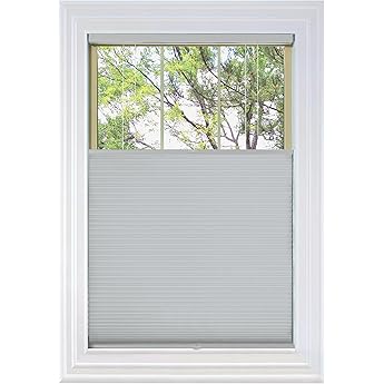 BlindsAvenue Cordless Top Down Bottom Up Cellular Honeycomb Shade, 9/16" Single Cell, Blackout, Gray Sheen, Size: 62" W x 72" H
