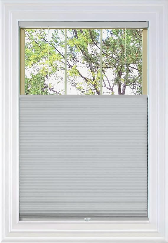 BlindsAvenue Cordless Top Down Bottom Up Cellular Honeycomb Shade, 9/16" Single Cell, Blackout, Gray Sheen, Size: 65.5" W x 48" H