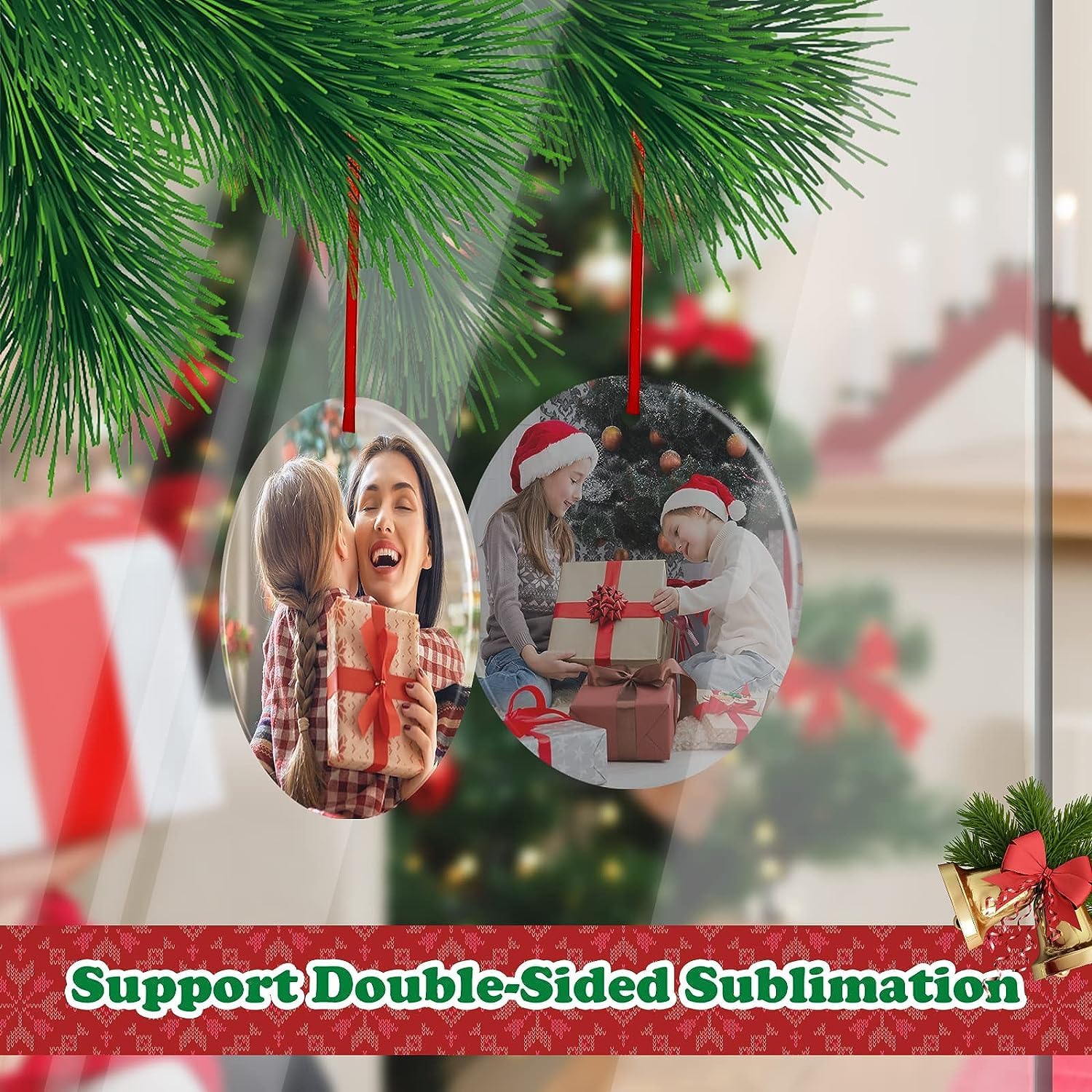 Ceramic Sublimation Ornaments Blank Christmas Personalized Ornament 30 PCS 3.5 Inch Round White Bulk DIY Chritsmas Tree Decoration