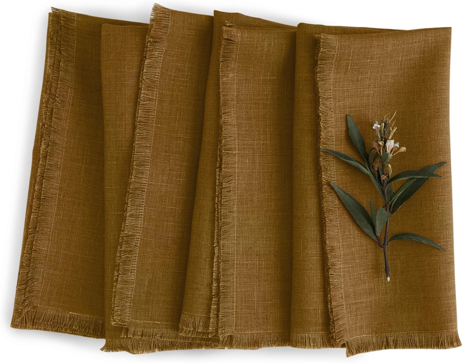 Solino Home Toffee Brown Linen Napkins 20 x 20 Inch 100