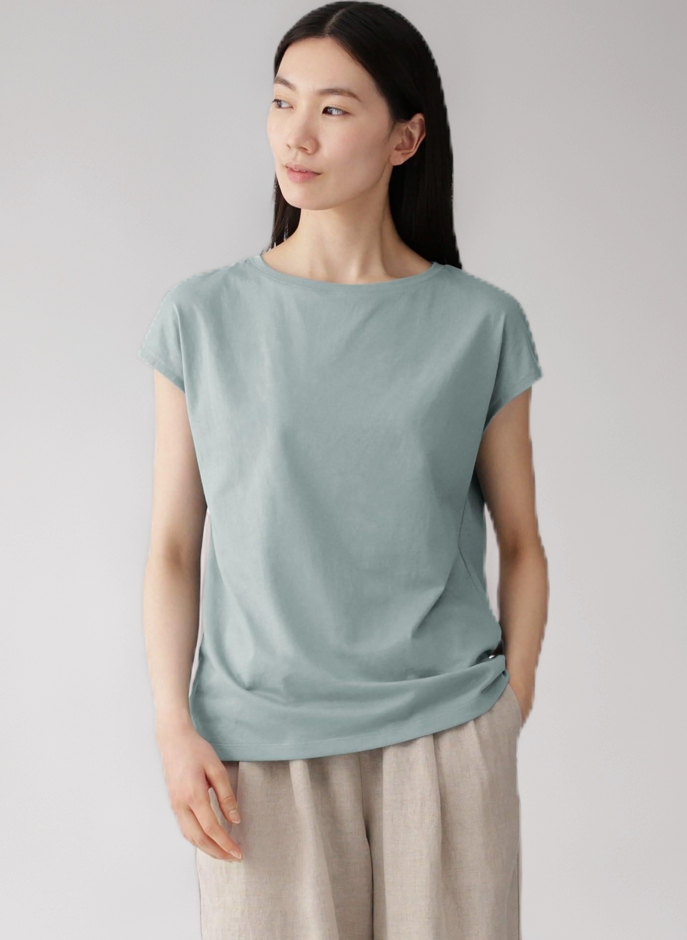 Amazon | 無印良品 婦人 天竺編みフレンチスリーブTシャツ (JP