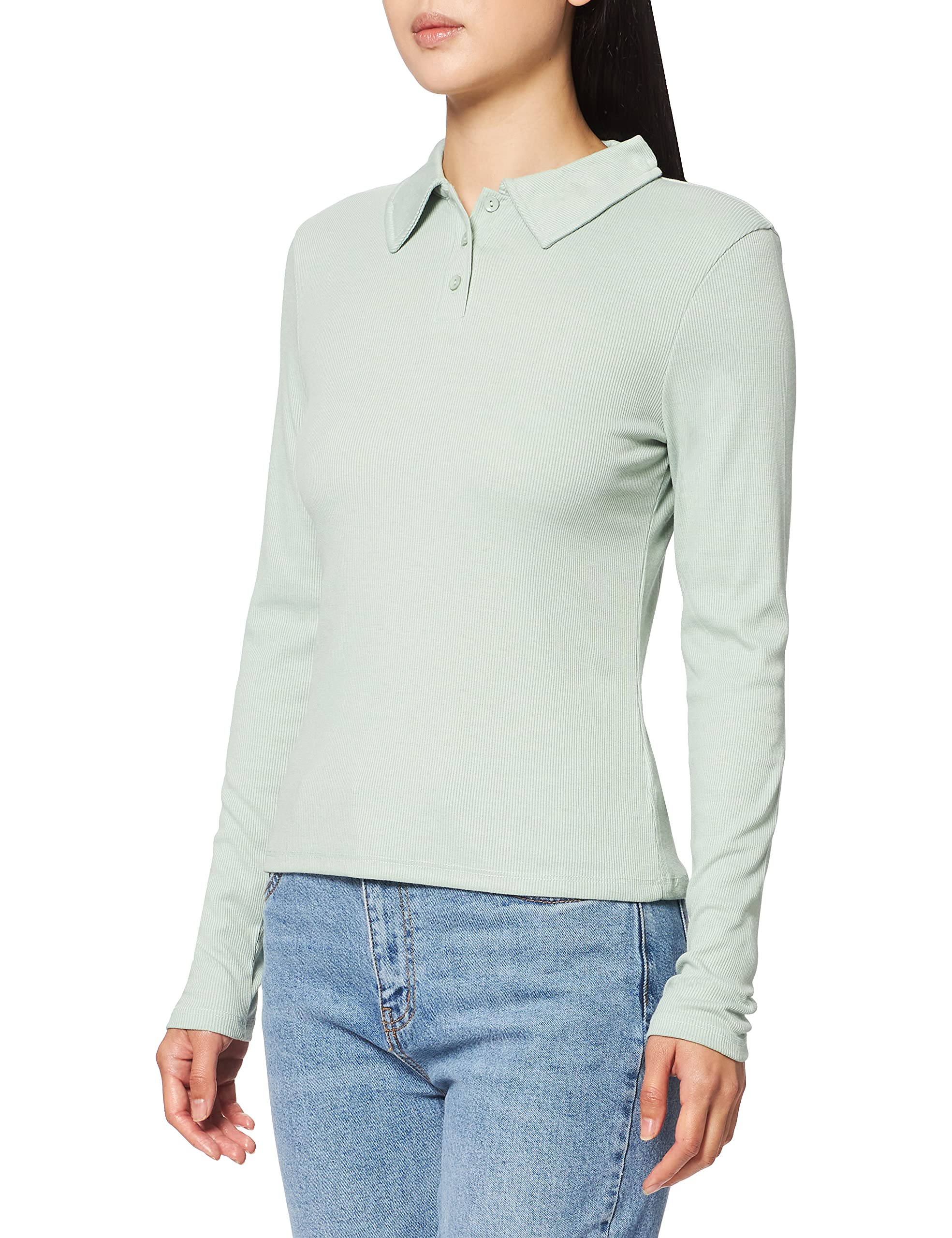 NA-KD Women's Buttoned Collar Top Shirt, Largeight Green, 2X-Small