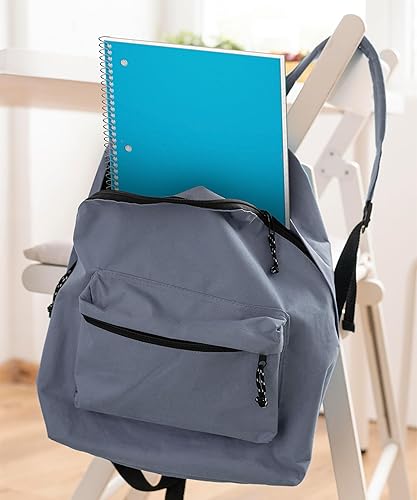 Miniatura 8 de Dunwell Cuaderno de espiral de 3 materias, papel de rayas anchas, cubierta de plástico azul, 150 hojas, cuaderno de espiral de regla ancha de 8 x