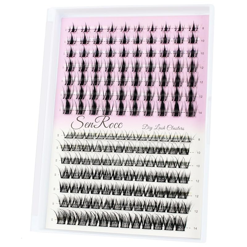 Cílios postiços em tufos individuais SenRocc, curvatura D, 8–14 mm, QF/D04-0.07D-8-14