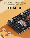 ProtoArc Clavier et souris mécaniques, souris en aluminium rechargeable sans fil, Bluetooth 2.4G+Dual, touches à profil bas, commutateurs rouges, sans rétroéclairage, multi-appareils, pour Windows/Mac - Space gris