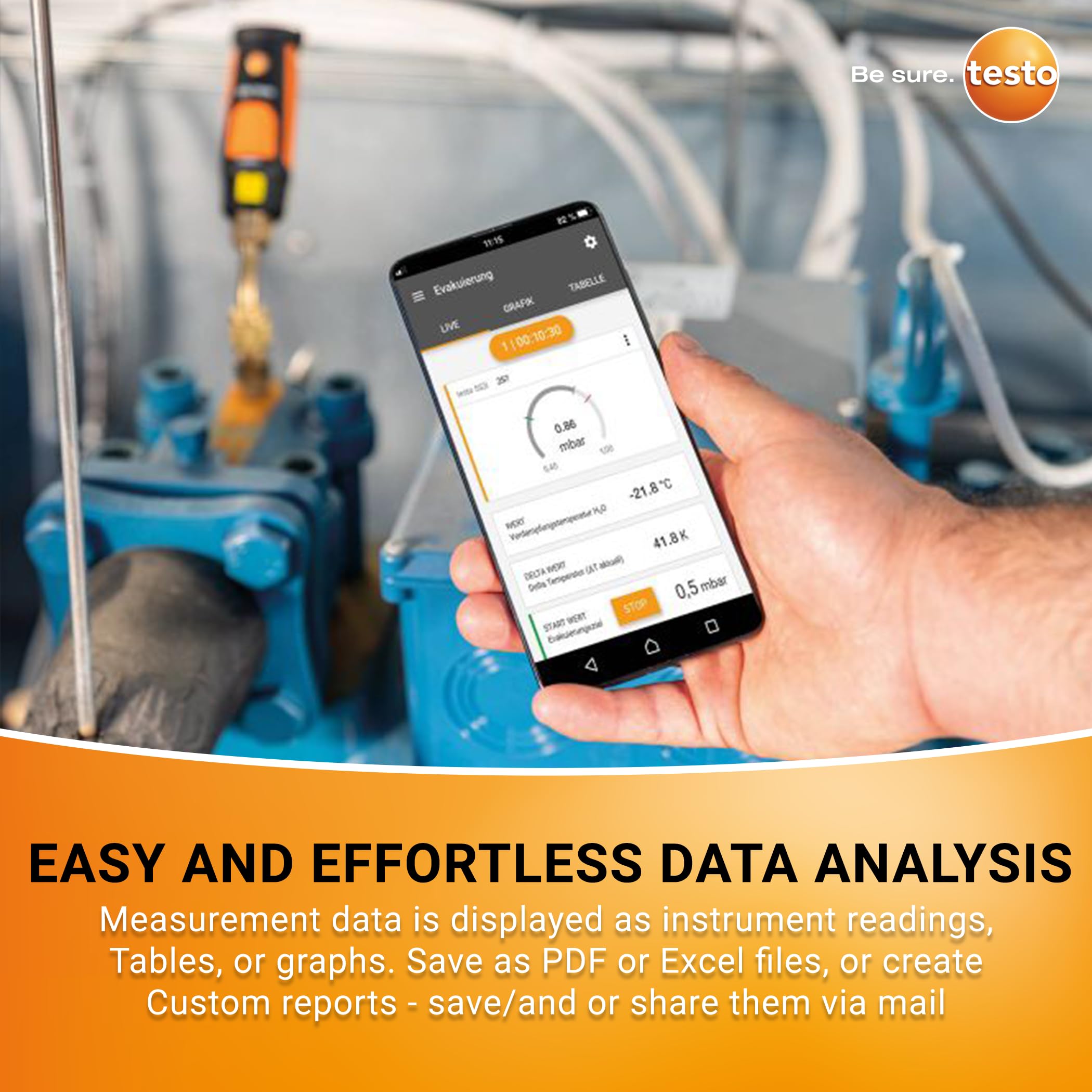 testo 552i Sonda a vuoto wireless controllata da app I per sistemi HVAC – con Bluetooth