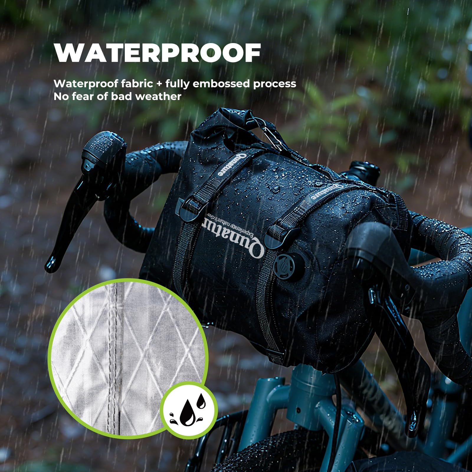 Borsa Impermeabile 12L, Base di Montaggio della Borsa da Manubrio Bici, Set Fissaggio Stabile e Compressibile per Bikepacking Ciclismo