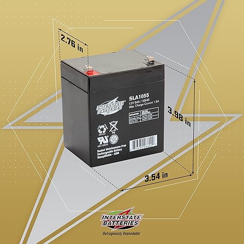 Miniatura 3 de Interstate Batteries Batería de 12 V 5 Ah (SLA1055) - Batería de repuesto SLAAGM para sistemas de alarma, seguridad, abridores de puerta de garaje